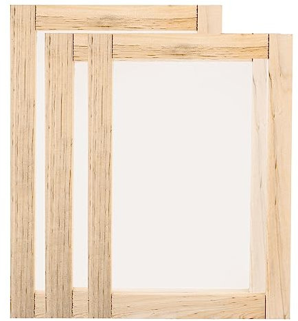 sourcing map 2 Sets Silk Screen Printing Frame Small 3 Size with 120 Mesh 10.6 x 7 Inch, 11.8 x 8.7 Inch, 14 x 10 Inch Wood Reusable Washable Screen Print Tool Start Kit for Beginners T-Shirts