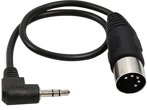 LOKEKE 5-poliges DIN-MIDI-Kabel, MIDI DIN 5-poliger Stecker auf 3,5 mm 1/8 Zoll TRS-Stecker mit 90-Grad-Audio-Klinkenstecker, Kabel für MIDI-Tastatur-Lautsprecher (M T M, Schwarz)