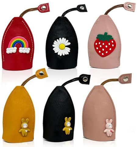 SKHAOVS 6 Pezzi Borsa per Chiavi, Cover Portatile Rimovibile con Portachiavi, per Chiavi Dell'auto, Custodia Protettiva per Uomini e Donne