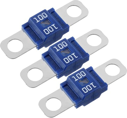 SIGANDG AMI/Midi Fusible 100A à courant élévé Bolt-on Midi Fusible 100 Amp Bleu pour Voitures, Bus, Camions, Caravanes, Véhicules de Construction (Lot de 3)