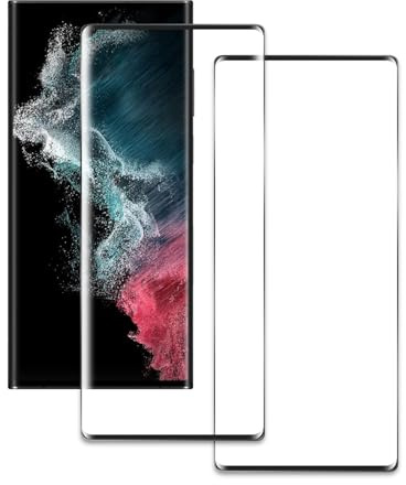 2 stycken pansarskyddsglas för Samsung Galaxy S22 Ultra, 9H hårdhet glasfolie displayskydd, HD klar, anti-repor, 3D, anti-blåsor pansarfolie skyddsfolie bubbelfri skärmskydd
