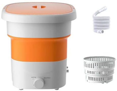 MKYOKO Mini Lavatrice Portatile, Grande capacità da 24 Litri e con Centrifuga, Vestiti per Bambini, Piccoli Oggetti, Lavatrice Portatile per Appartamenti, Viaggi, Campeggio (Color : Orange)