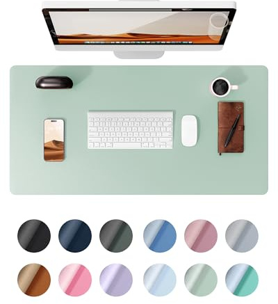 YSAGi Schreibtischunterlage, Großes Leder Mauspad 60x35cm, Mintgrün | Premium Schreibunterlage, Rutschfeste Tischunterlage, Multifunktionales Mousepad Schreibtisch Zubehör für Büro & Homeoffice