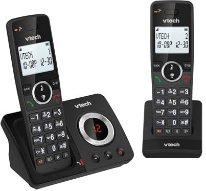 VTech ES2051 DECT Cordless Phone with Answering Machine,Call Block,Easy-to-Read Backlit Display,Landline Phone,Handsfree Speakerphone,Twin Handset (Renewed)