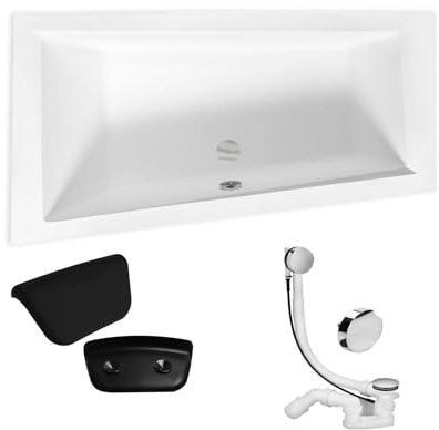 KOLMAN Badewanne INTIMA Eckbadewanne 170x125 Links ohne Verkleidung, Ablaufgarnitur und Füßen Komplettset 4in1 Premium Original Acryl Wanne Siphon