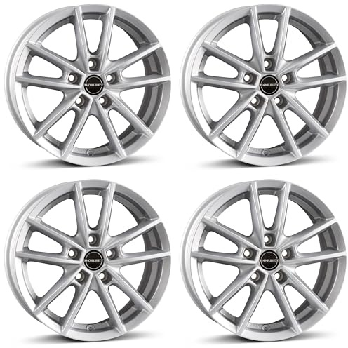 4x Borbet Felgen W 6.5x16 ET48 5x112 crystal silver kompatibel mit Audi A3