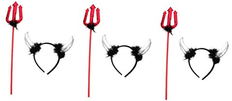 Alasum 3sätze Teufelshörner Haarreif Für Halloween Teiliges Kostümzubehör Mit Glänzenden Hörnern Und Schwarzem Fell Für Erwachsene Für Kostümpartys Und Cosplay