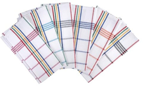 MOPAREL Set 6 Paños de Cocina de Algodón 65x45cm Absorbentes y Resistentes. Trapos de Cocina para Secar y Muy Prácticos. Color Blanco con Rayas. Modelo Zurich