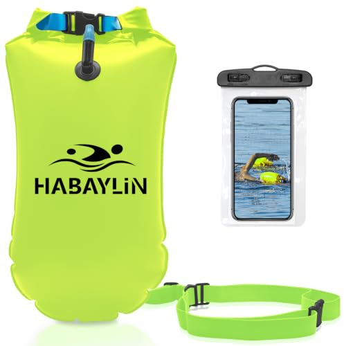 Habaylin 20L Swim Buoy Tow Float for Open Water Swimming with Dry Bag | Inflatable Swimming Float , Lightweight with Storage for Adults, for Outdoor Sports Triathlon Kayak Snorkel Beach