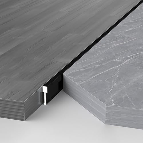 Raouoae Profilé De Transition En T En Aluminium Pour Portes, 2 Pièces De 125cm, Bordure De Sol Pour Carrelage Et Parquet, Finition Sans Couture, Adapté Pour Sols Stratifiés Et Carrelés(Schwarz,Breite: