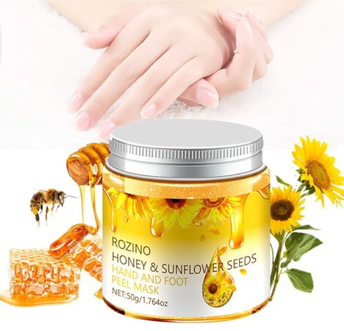 Honig- und Sonnenblumenkerne, Hand- und Fuß-Peel-Maske, feuchtigkeitsspendende Abzieh-Handwachsmaske, pflegende Reparatur, glatte glänzende Handhaut für rissige, trockene, alternde Hände, Handpflege,