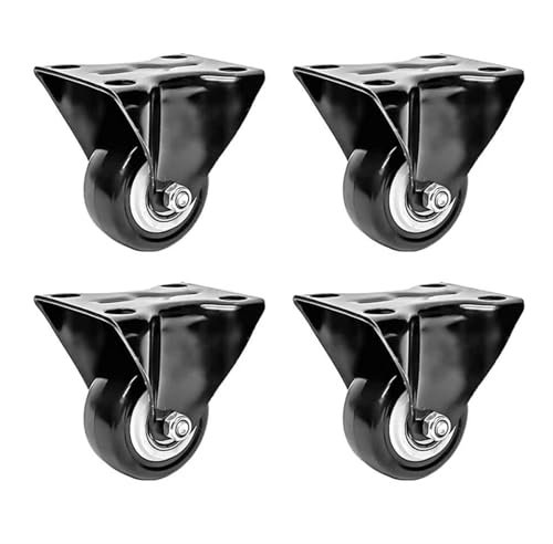Ruote girevoli fisse for mobili for carrelli con rotelle fisse da 2,0 pollici di diametro nero da 616 libbre, confezione da 4