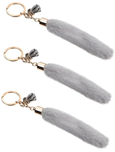3st Quaste Schlüsselanhänger Hosenkette Großer Karabinerhaken Taschenzubehör Quasten Für Schlüssel Schlüsselkarabiner Schlüsselbund Mode Hängender Anhänger Plüsch Grey VALICLUD