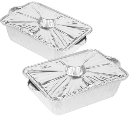 Cabilock 2stücke Alufolientopf Rechteck Für Braten Von Fisch Fleisch Käse Reis Camping Grillparty Haushalt Multifunktional Kochutensilien Mikrowelle Backofen Geschenk