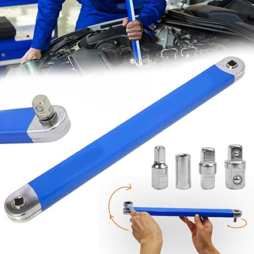 EBILUN Universal Impact Ready Offset Extension Wrench Tight Reach Extension Wrench Set w/Adapter Extension Bar Handle