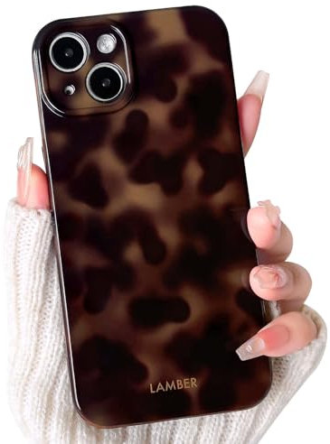 NITITOP Kompatibel mit iPhone 15 Hülle Süßes Leopard Muster Braun Ästhetische für Frauen Mädchen Bernstein Design Weiche TPU Schutzhülle Handyhülle - Braun