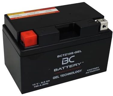 BC BATTERY Batteria Avviamento Moto al GEL 12V 8,6Ah BCTZ10S-GEL Moto&Scooter, esente da manutenzione sigillata precaricata simile a YTZ10S