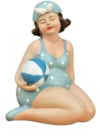 Generisch Mollige Deko Figur Badenixe Dicke Dame Frau im Badeanzug Urlauberin Badefrau Ball B-Ware (HB)