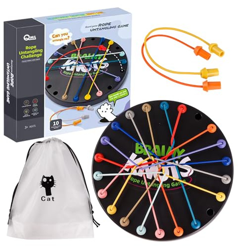 Brainy Knots Rope Challenge Puzzle Knobelspiel, Tisch Strategie Brettspiel | Twisted Games Buntes Gedrehtes Seil Puzzlespiel, Logik Puzzle Brettspiel für Jungen und Mädchen