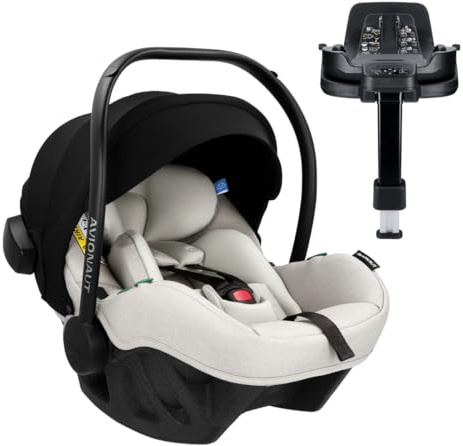 Avionaut Pixel Pro 2.0 C Babyschale – ADAC TEST – Leichtester Kindersitz (0–13 kg, 40–86 cm) – Ergonomisch & AGR-zertifiziert und Base IQ Orbit (Beige)