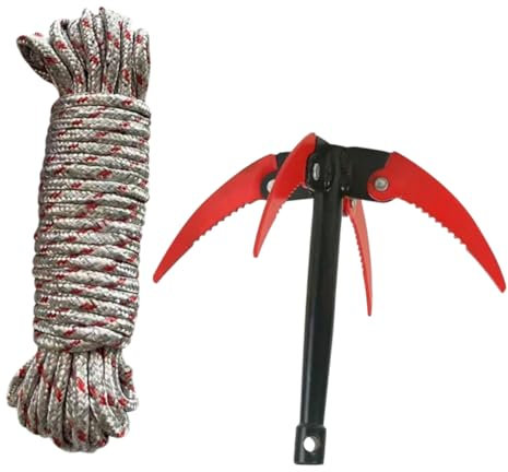 ibasenice Outil Pliable en Acier Inoxydable pour Éliminer L’Herbe Aquatique, Coupe-Herbe à Quatre Dents Corde De 10 M, Outil D’Entretien Extérieur pour Bassin Et Jardin