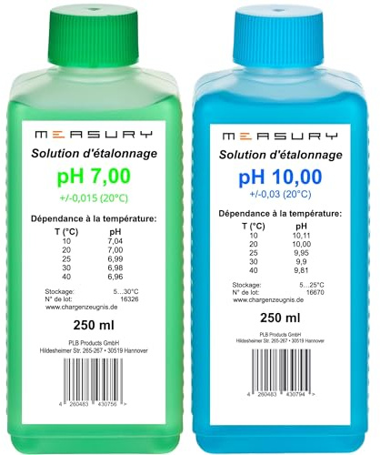 Measury pH Kalibrierlösung 7.00 + 10.00 - Pufferlösung je 250 ml Eichlösung | Kalibrierflüssigkeit Set Made in Germany, Eichflüssigkeit, kompatibel mit pH Messgeräten aller Marken