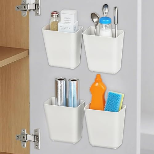 Zyluniy 4 scatole autoadesive da parete, organizer da cucina, accessori per camper, organizer da bagno, per cucina, armadio, bagno, frigorifero