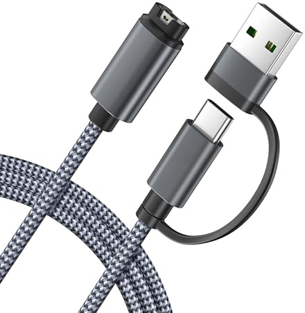Itramax 2-in-1 USB-C Charger Cable for Garmin Watch Power Cord 4FT 1Pack | USB Charging for Garmin Fenix 8 E 7 7X 7S 6 Solar,Forerunner 970 965 955 945 570 265 255 170 165 Music 70 55,Vivoactive 6 5 4