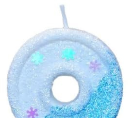Frozen - Velas de cumpleaños con purpurina, diseño de copo de nieve, número 4, color azul y blanco