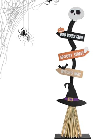 Escoba de bruja – Escoba de bruja | Escoba de bruja de madera para decoración de habitaciones, decoración espeluznante, escoba de bruja, escudo, suministros de fiesta, decoración del hogar para patio