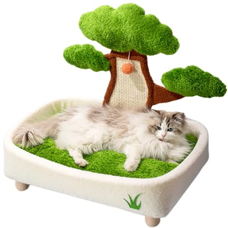 Niche pour chatons - Tana pour chats en forme de vase avec pin boule en peluche et griffoir - Lit lavable pour animaux domestiques - pour animaux domestiques