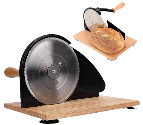 Zerodis Cutter di Pane Manuale, Plancia per Manovella a Mano Multiuso con Spessore Regolabile per Sandwich a Lievito Naturale Fatto in Casa e Panna