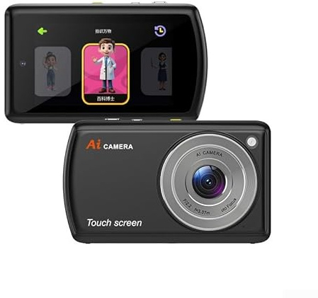 MoSundi AI Smart Fotocamera Digitale con 13MP Doppio Obiettivo, Touch Screen 3.6 Pollici, Condivisione WiFi e Filtri Bellezza, Nero BlackJapan