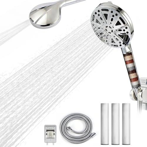 Soffione Doccia Filtrante Alta Pressione con 10 Modalità, Doccetta Anticalcare per Acqua Dura, Filtro Multistrato per Pelle Sensibile e Capelli, Risparmio Idrico