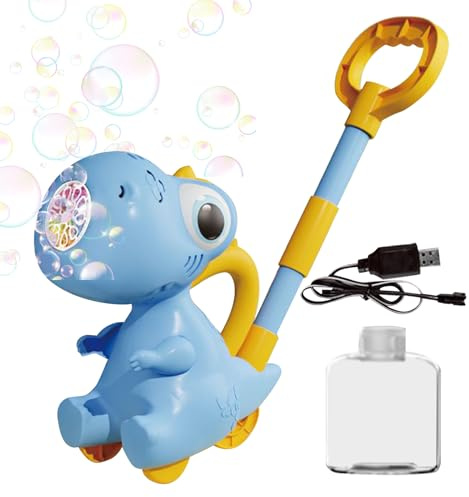 Blasenblasenschubspielzeug, Bubble Rasenmäher - Blasenblasmaschine leuchten - 10 Löcher, Dinosaurier Push Hinterhofspielzeug, Outdoor -Unterhaltung für Kinder