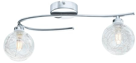 EGLO Deckenlampe Horae, Deckenleuchte, Lampe Decke, Stahl in chrom | Glas mit Draht in klar, alu G9 Fassung