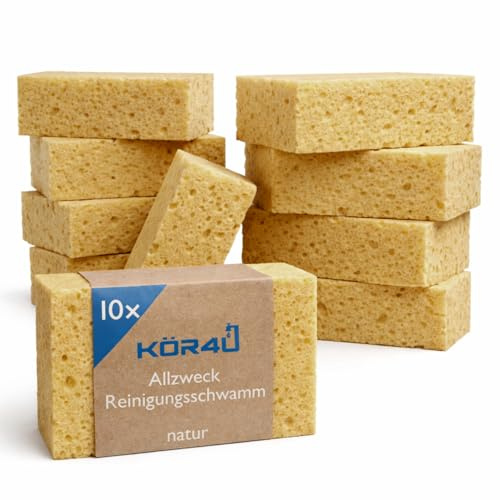 kör4u Reinigungsschwamm Natur 10er Set, 160x100x50mm, extra groß, saugstark