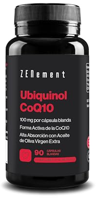 Ubiquinol 100mg – Aktiv och Reducerad Form av CoQ10 – Hög Absorption med Kallpressad Olivolja – 90 Mjuka Kapslar, 3 Månaders Förråd – Zenement