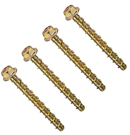 TERF® M6 X 100mm Masonry Concrete Anchor Screw Bolts M6 (6mm) X 100mm Hexagon Flange Head ZYP Self Tapping Anchor Screws Multi Fix Bolts For Concrete Masonry Brick Block Stone Wood - 4 Pcs