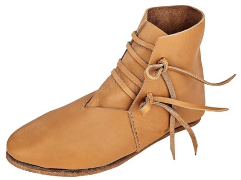 HTNEDNST Stivali da cowboy da uomo, vintage, corti, antiscivolo, stile western, per festival, classici, vichinghi, tradizionali, medievali, A9 giallo, 40/EU