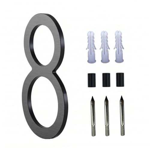 Numero civico galleggiante in alluminio da 5 pollici per esterni con accessori, cassetta postale e numero civico, nero, 8