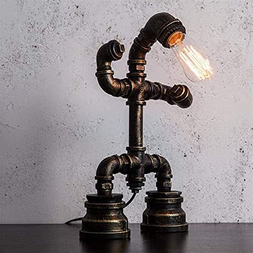 KKXXYQFC Lámpara De Escritorio Lámparas De Escritorio De Metal Industrial Vintage Base De Hierro Forjado De Vapor Tubería De Agua Antigua Base E27,B