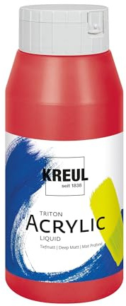 KREUL 17027 - Solo Goya Triton Pintura acrílica Rojo Cereza, Frasco 750 ml, Secado rápido y Mate, Pintura al Agua, Calidad de Estudio, versátil, Buen Poder cubriente