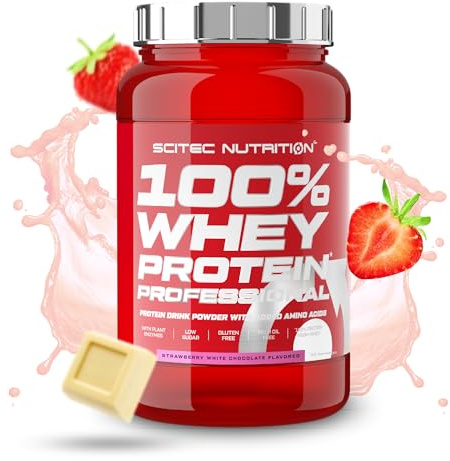 Scitec Nutrition 100% Whey Protein Professional - Concentrado y aislado | Proteína de suero con enzimas digestivas - aminoácidos añadidos - para la masa muscular - 920 g, Fresa-Chocolate blanco
