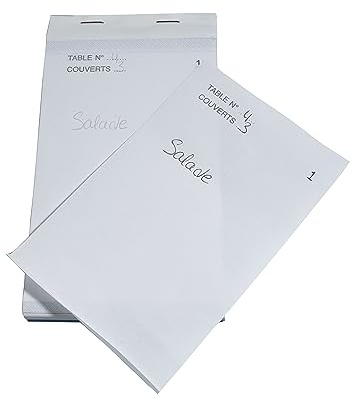 Exacompta - Réf. 96203E - Paquet de 10 blocs Maître d'Hôtel - Carnet de commande pour restaurants - 50 feuillets blancs autocopiants en 2 exemplaires numérotés - Format vertical 9,6 x 17 cm