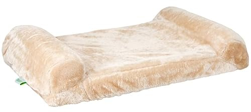 Kerbl Pet Fensterliegebrett, Fenster-Liegeplatz, beige, 55x35cm, Holz, gepolsterter Rand, weicher Plüschbezug, Katzen, einfache Montage an Fensterbank