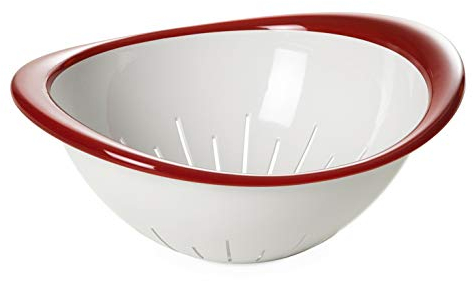 Omada Design Scolapasta in Plastica da 20,5 cm, Colapasta per Scolare Pasta, Verdure, Frutta, Lavabile in Lavastoviglie, Linea Trendy, Rosso/Bianco