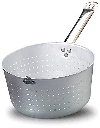 Colapasta in alluminio con un manico e gancio in acciaio Inox, diametro 260 mm