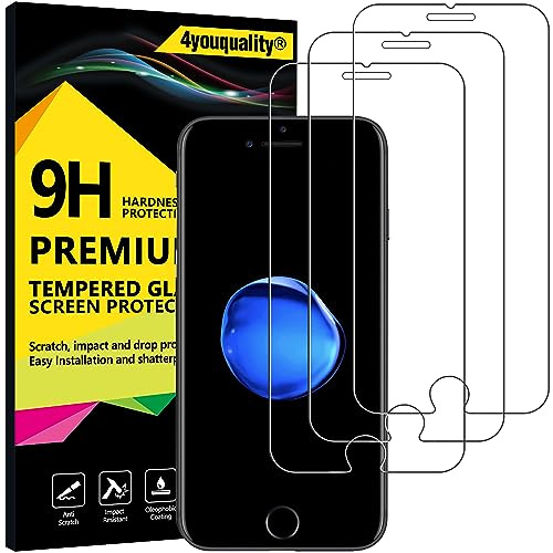 4youquality [3-Pack Screen Protector for iPhone 7 and iPhone 8, Premium Tempered Glass Film [Scratch-Resistant][Anti-Shatter]