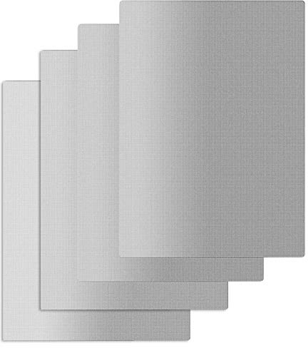Lobwerk BBQ Grill Mats with Non-Stick Teflon Coating for Barbecues for Gas Barbecue Charcoal Food Compliant (Silver Pack of 4)